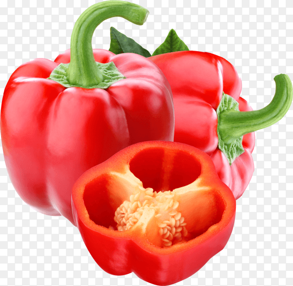Red sweet pepper isolated on transparent background PNG
