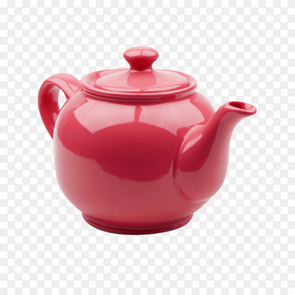 Red teapot on transparent background PNG