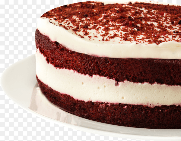 Red velvet cake isolated on transparent background PNG