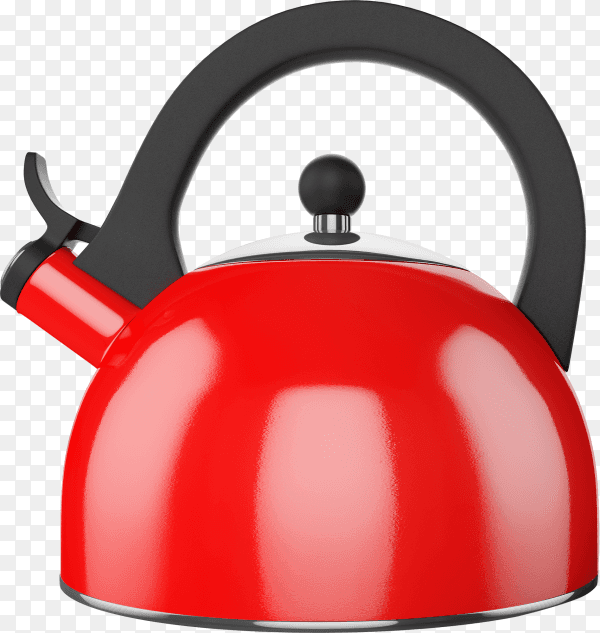 Red whistle kettle isolated on transparent background PNG
