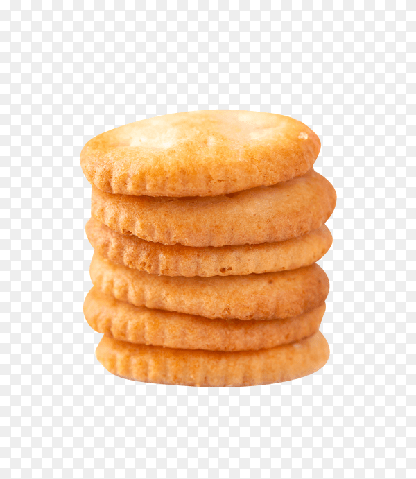 Round Cracker cookies isolated on transparent background PNG