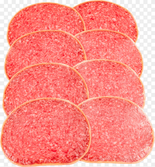 Salami slices isolated on transparent background PNG