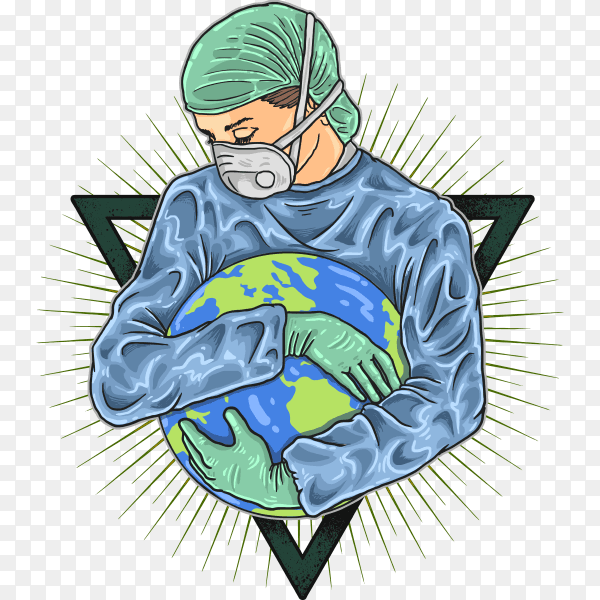 Save our earth from corona virus icon design on transparent background PNG