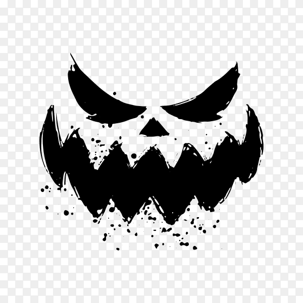 Scary face of Halloween pumpkin on transparent background PNG