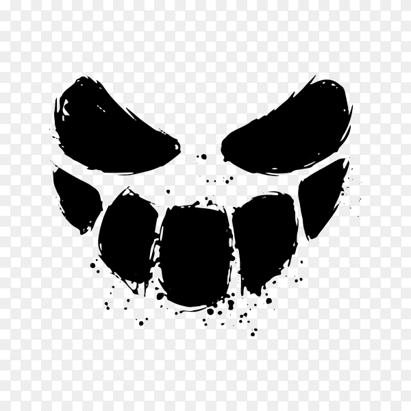 Scary face of Halloween pumpkin or ghost hand drawn on transparent background PNG