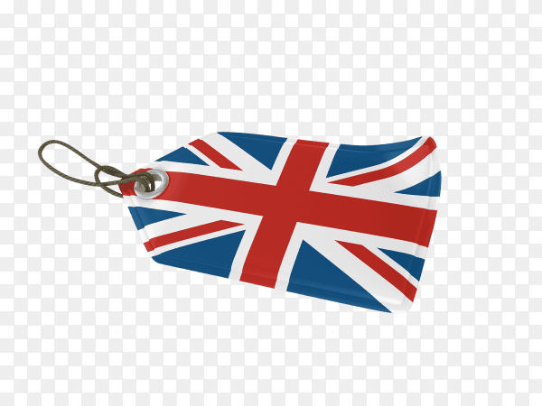 Shopping price tag British flag on transparent background PNG