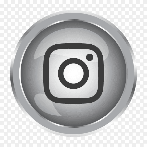 Silver Instagram icon with round icon on transparent background PNG