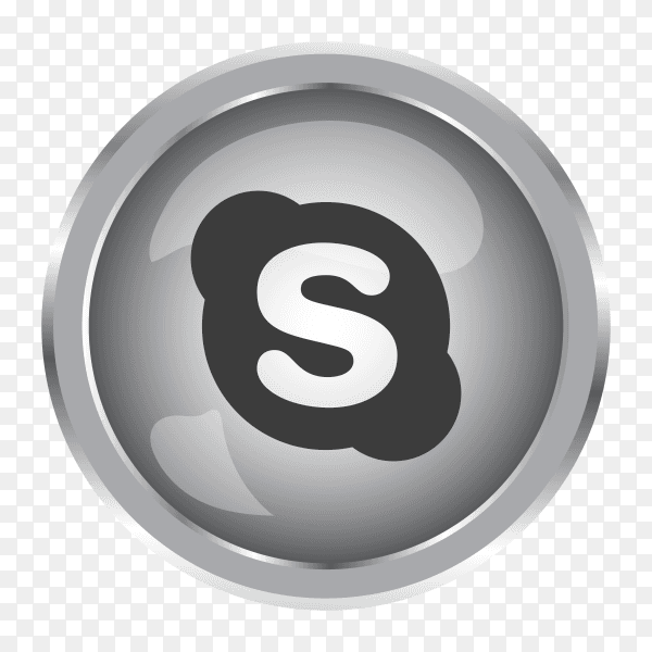 Silver Skype icon with round icon on transparent background PNG