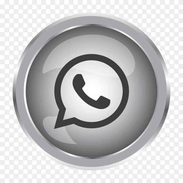 Silver WhatsApp icon with round icon on transparent background PNG