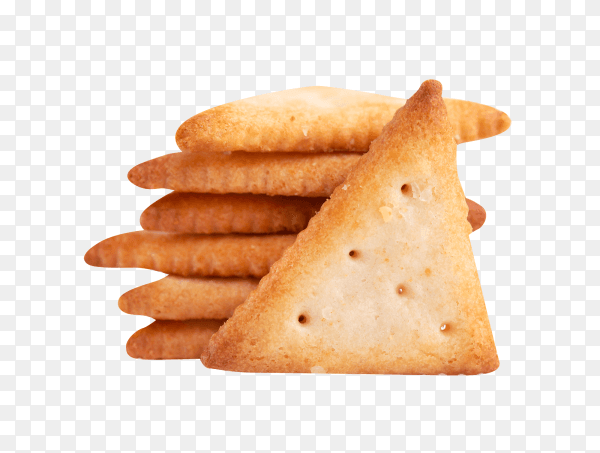 Stack of triangular crackers isolated on transparent background PNG