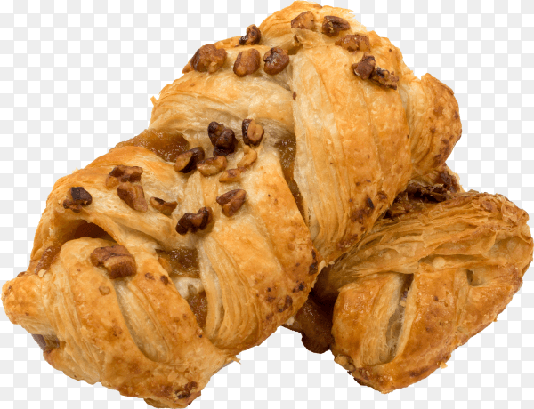 Sweet braided puff pastry isolated or pate feuilletee on transparent background PNG