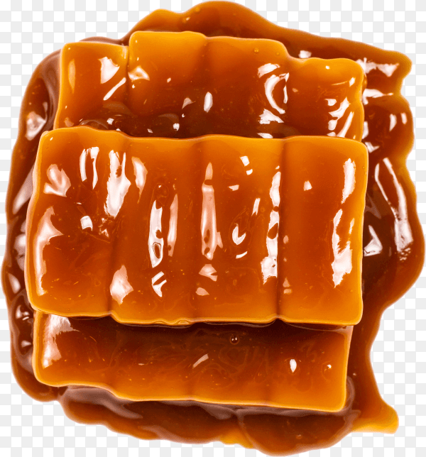 Sweet caramel candies on transparent background PNG