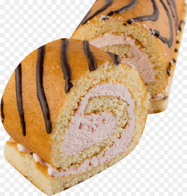 Swiss roll or roll cake on transparent background PNG