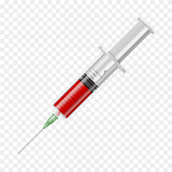 Syringe with blood on transparent background PNG