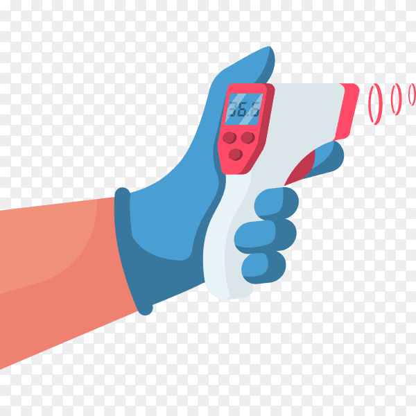 Temperature check doctor holding non contact thermometer hand on transparent background PNG