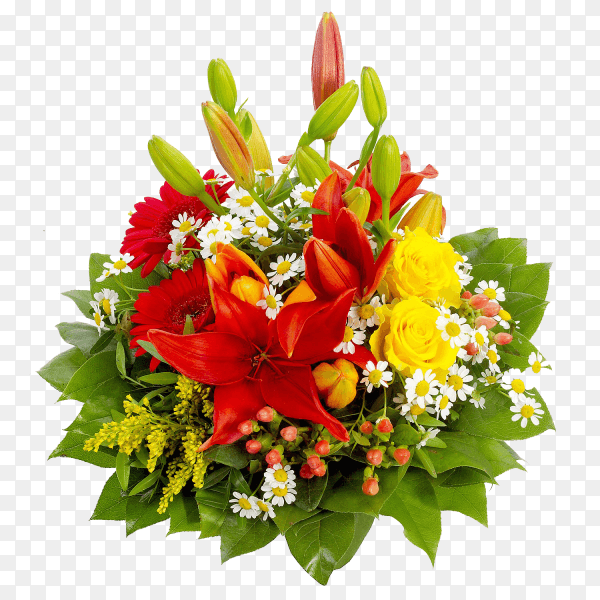 The colorful bouquet of flowers on transparent background PNG