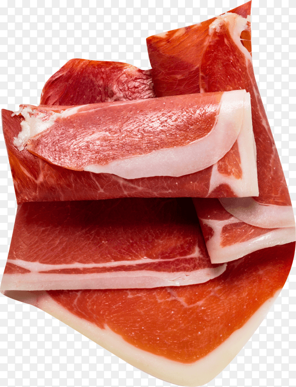 Thinly sliced jamon isolated on transparent background PNG