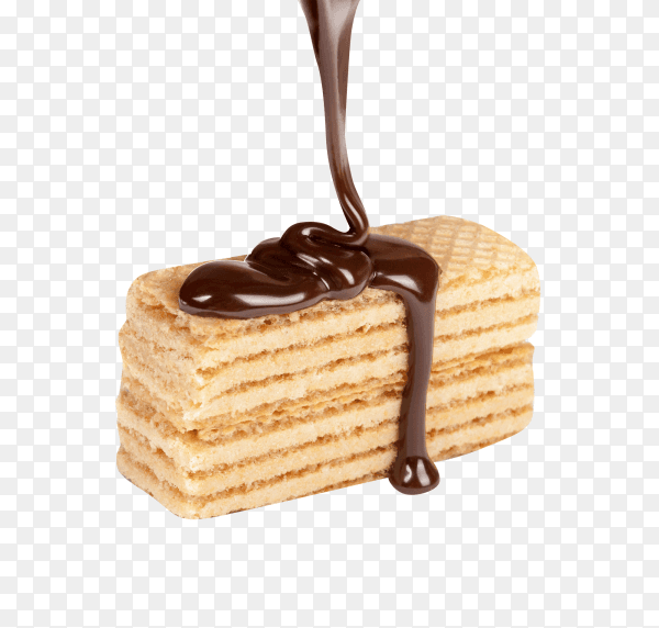 Waffles pour chocolate on transparent background PNG