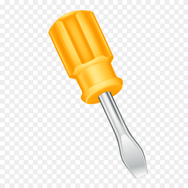 Yellow Screwdriver isolated on transparent background PNG