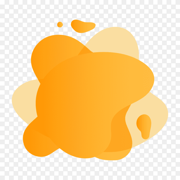 Yellow abstract modern liquid shapes on transparent background PNG