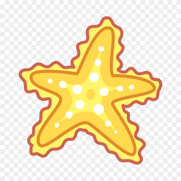 Yellow starfish on transparent background PNG