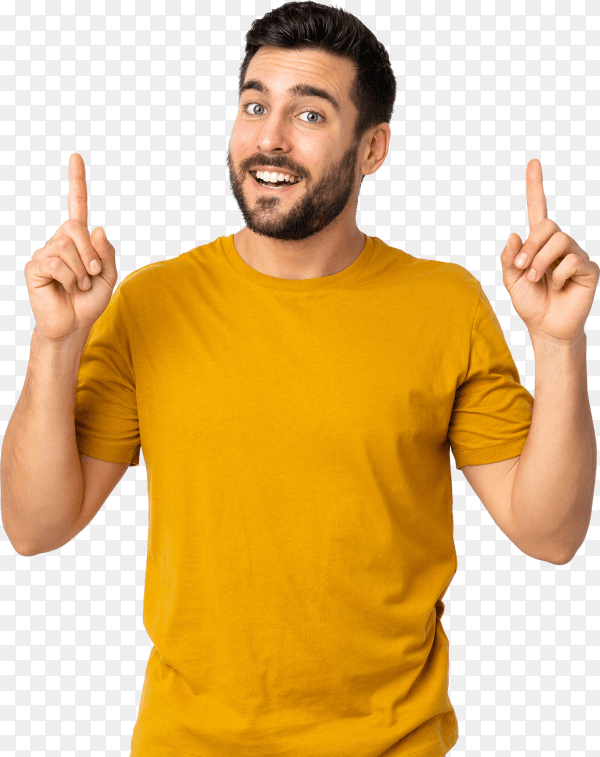 Young handsome man with beard isolated on transparent background PNG