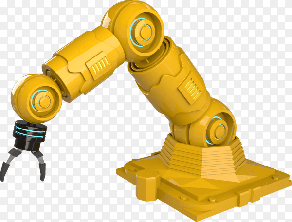 3d rendering robotic arm on transparent background PNG