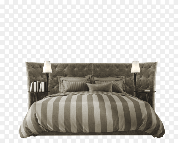 3d rendering stripe classic bed in classic bedroom on transparent background PNG