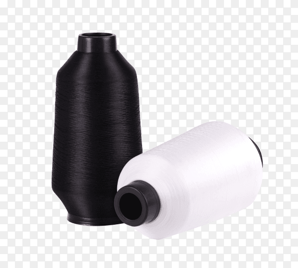 Black and white thread spool isolated on transparent background PNG