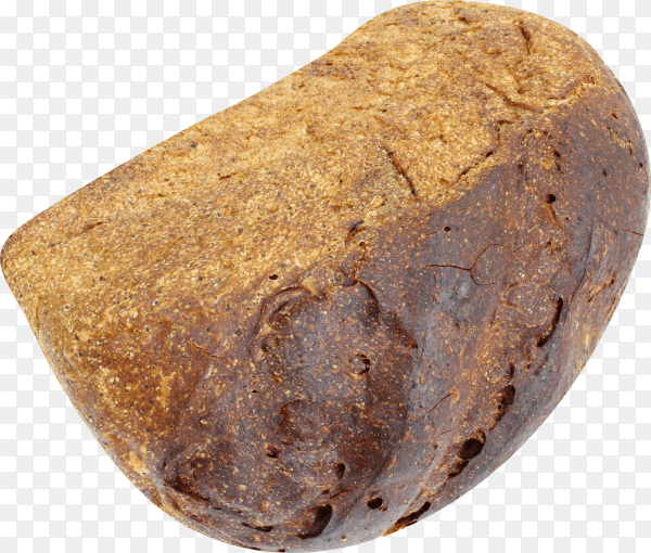 Black rye bread with the fried crust isolated on transparent background PNG