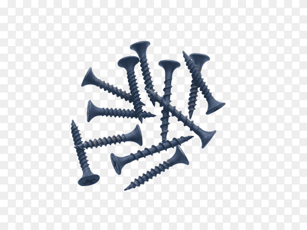 Black screws on transparent background PNG