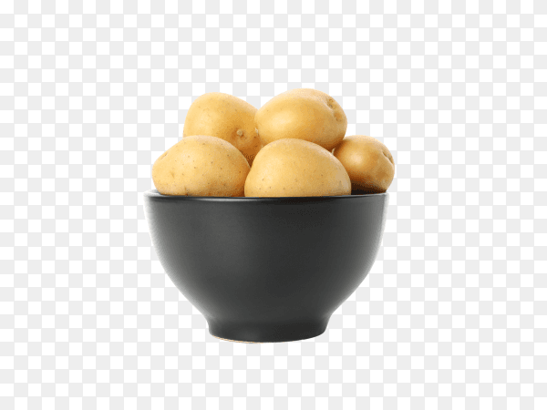 Bowl with young potato isolated on transparent background PNG