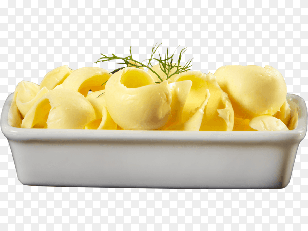 Butter rolls in ceramic bowl on transparent background PNG