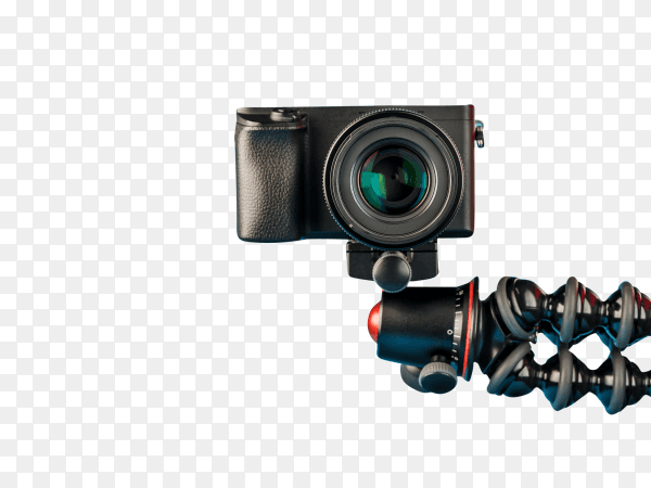 Camera on a tripod on transparent background PNG