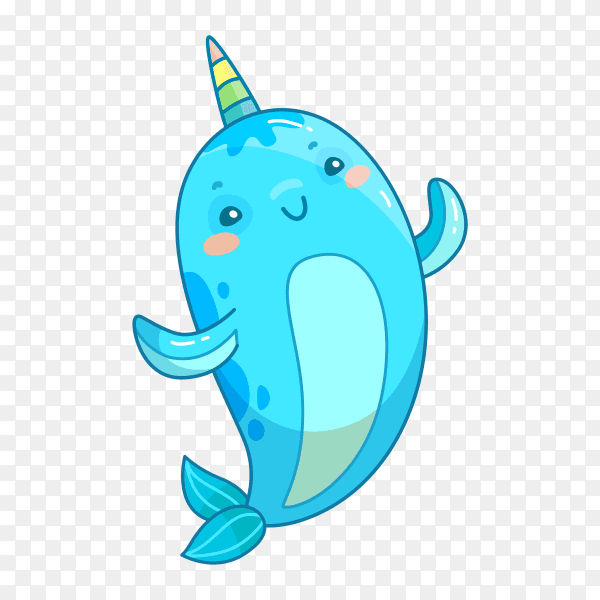 Character baby fairy tale dolphin unicorn on transparent background PNG