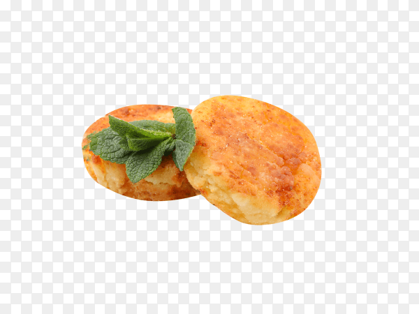 Cheese pancakes and mint isolated on transparent background PNG