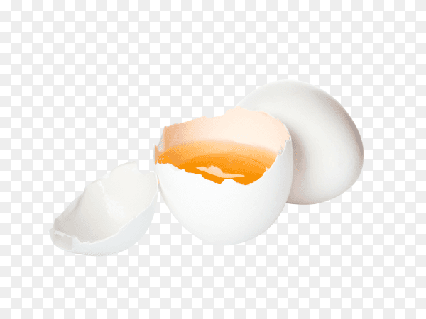 Chicken egg with half yolk isolated on transparent background PNG