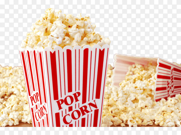 Close-up salted popcorn box on transparent background PNG