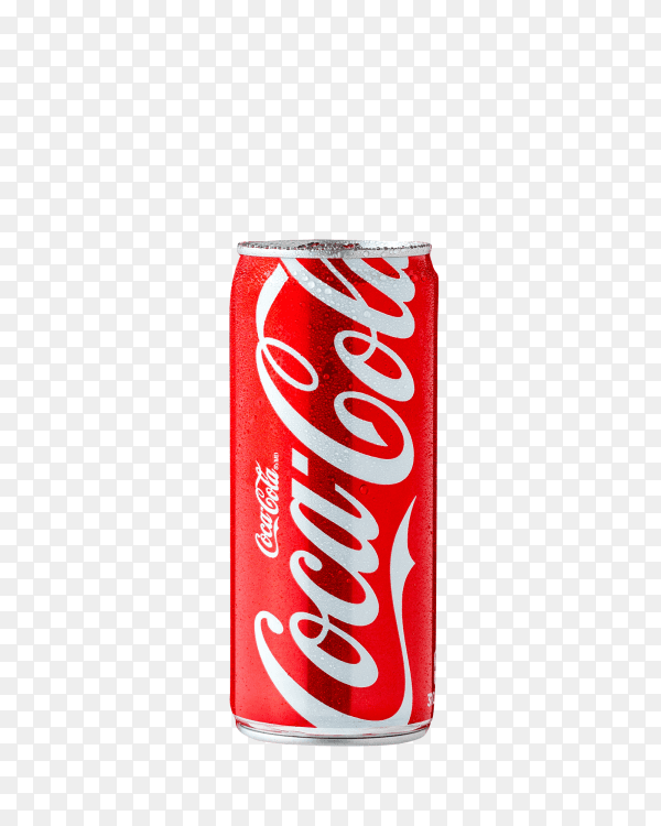 Coca cola soda can on transparent background PNG