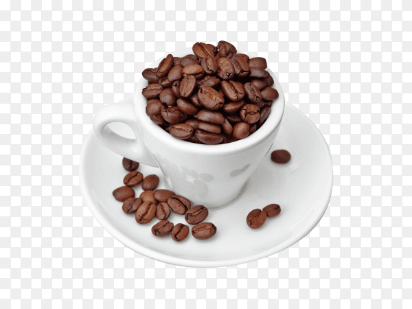 Coffee beans in cup isolated on transparent background PNG