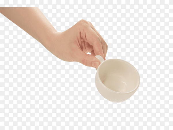 Coffee cup in woman hand isolated on transparent background PNG