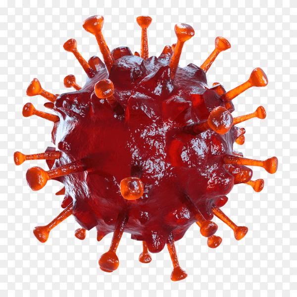 Coronavirus infection medical illustration. microscope virus close up on transparent background PNG