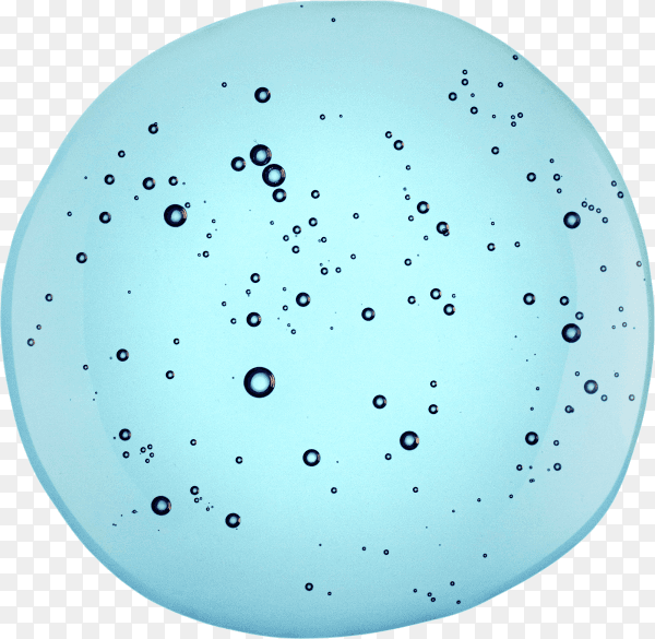 Cream gel blue cosmetic sample texture with bubbles isolated on transparent background PNG