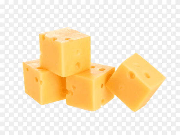Cubes cheese isolated on transparent background PNG