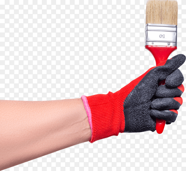 Decorator holding painting Bruch on transparent background PNG