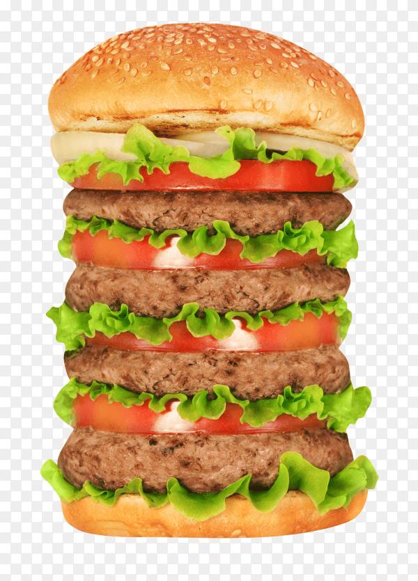 Delicious big burger isolated on transparent background PNG