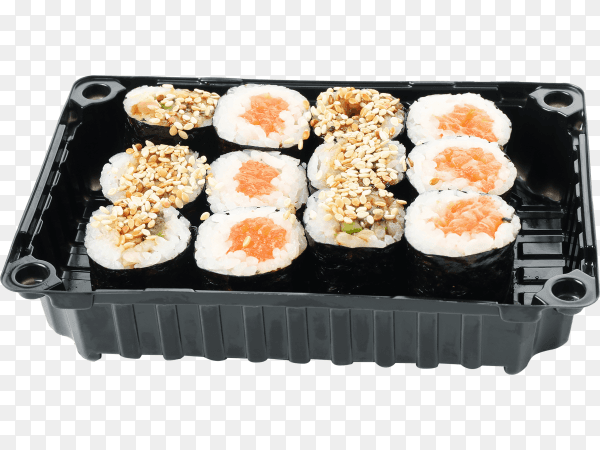 Delicious box with sushi isolated on transparent background PNG