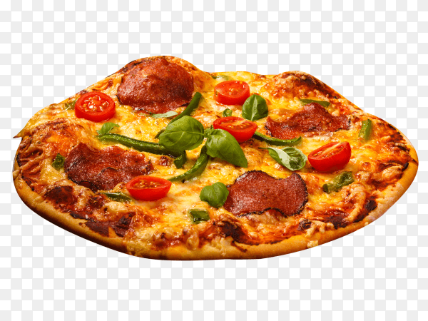 Delicious fresh pizza isolated on transparent background PNG