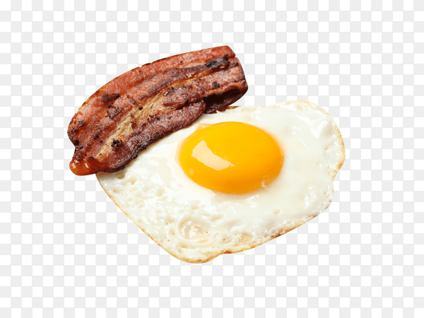 Delicious fried egg bacon isolated on transparent background PNG