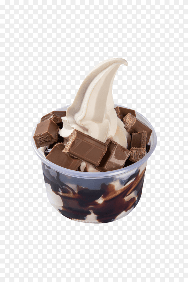 Delicious ice cream with piece chocolate on transparent background PNG